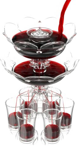 Shot Dispenser with 6 Shot Glasses Set - Acrylic Touchless Party Drink Dispenser and Decanter for Red Wine | Beverage | Cider | Cocktail - Fun Bar Accessories Home Gifts (V3-LED)