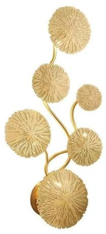 Wandleuchte Innen Wandlampe Iron Art Wandleuchte for den Innenbereich, mehrere Köpfe, Lotusblatt-Form, Wandleuchte, goldene Schlafzimmer-Dekoration, Wandlampe for Flur, Wohnzimmer, Restaurant Wandbele