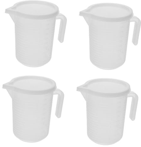 Alipis 4 Pz Misurino Misurini Brocche Brocca Di Miscelazione Di Misurazione Brocca Di Misurazione Contenitore Di Misura Coppa Dell'olio Motore Bianca Plastica Riutilizzabile