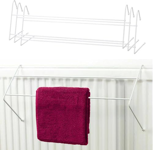 3 Radiator Airers - Plastic Coated Towel Rail for Radiators, White Clothes Drying Rack, Over Radiator Rack Hanger, Non Scratch End Caps