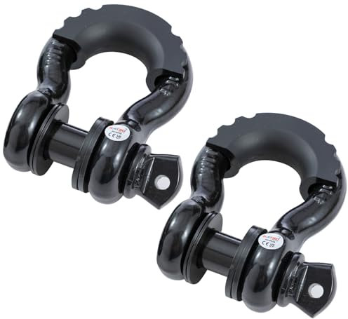 KATSU Tools 2PK 3/4 D-Ring Shackle 4.75 Ton (9500 lbs) Capacity Heavy Duty Galvanized Towing Shackles, Use with Tow Strap or Winch Rope for 4X4 Off-Road Truck Vehicle, Black