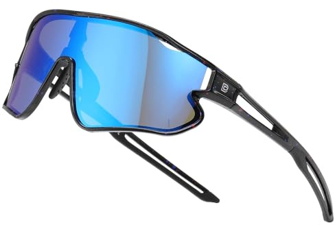 DUCO Barn solglasögon ungdom baseballsolglasögon lätta TR90 ram UV400 sport cykling solglasögon för pojkar flickor DCDK268, Svart målning ram Revo blå lins