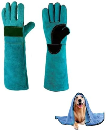 Gants anti-morsure et anti-rayures pour animaux de compagnie - Gants de protection professionnels pour animaux de compagnie - Imitation cuir de vache épais - Convient pour le dressage de chiens,