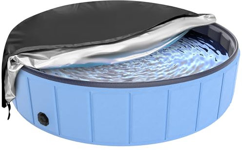 Faltbare Hundepoolabdeckung 200,7 cm, Hyperzoo Schwimmbadabdeckung für Kinder und Haustiere, faltbare Hundebadepoolabdeckung, aufblasbare Planschabdeckung, reißfest, lichtbeständig, wasserdicht