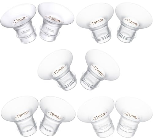 10PCS Flange Insert 13/15/17/19/21mm*2 Compatible with 24mm Flange/Shield | Fit for Momcozy M5/M6/M9/S12 Pro/S9 Pro/V1 Pro/V2 Pro, Spectra/Medela/Elvie/NCVI/eufy/Lansinoh/Paruu/MomMed Breast Pump