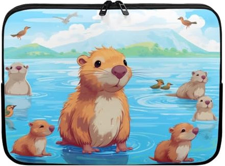 UOIMAG Capybara Housse pour ordinateur portable 25 cm (10 pouces) Sac mignon pour ordinateur portable pour femmes Netbook et tablette Sac de transport de protection souple Taille 30 cm (12 pouces)