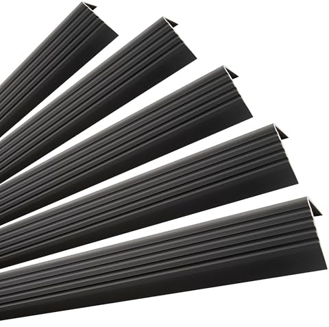 Quest Stair Nosing Profile Self-Adhesive PVC Plastic Stair Edge Protection 50 x 42 mm (Black, 5 Set)