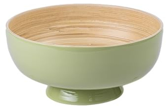 PEMAR Ensaladera de bambú lacado de 8 pulgadas, cuenco decorativo hecho a mano, cuencos modernos para decoración del hogar, cuenco de frutas decorativo para encimera de cocina (Matcha Latte)