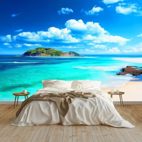 250 x 175 cm Papel pintado mural Azul Cielo Arte Papel tapiz Fotomural Naturaleza Playa Cielo, Moderna Decoración Tejido no Tejido Decoración De Pared Sala Cuarto