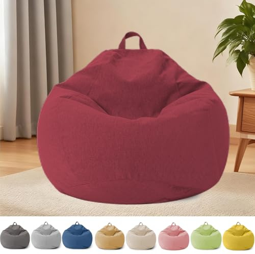 YushengTai Sitzsack Kinder, Erwachsene, Sitzsack Bezug Ohne Füllung, mit Reißverschluss, für Erwachsene und Kinder, 100 x 120 cm Sitzsackstuhl für Schlafzimmer, Büro, Wohnzimmer, Terrasse (Rot)