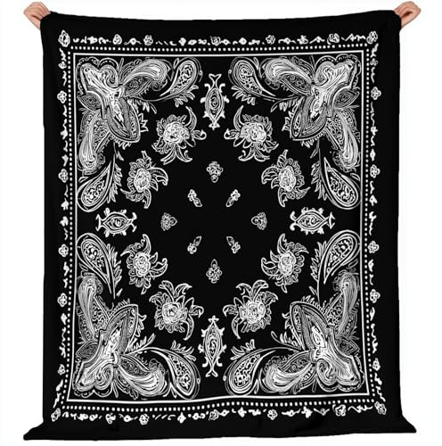 Genérico Manta para Sofá Extra Suave 70x100 cm, Flores Cachemir Pañuelo Suave Cálida Transpirable Ligera Estampado Negro Manta Invierno Calentitas para Adulto y Niño Sala de Estar