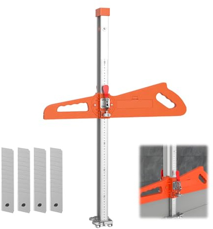 Outil de Coupe de Plaques de Plâtre, Outil de Coupe Pliable pour Cloisons Sèches Portable Main Pousser Outil Utilitaire Cutter avec Outils de Mesure pour Travaux Manuels