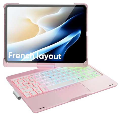 doqo Coque Clavier iPad Air 11 & iPad Pro 11 avec Trackpad,Rotation 360° | Frappe Style Ordinateur Portable,Rétroéclairé,pour iPad Air 11 M4/M3/M2, Air 5/4 & iPad Pro 11 1re–4e Gén avec porte-stylet