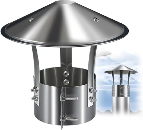 Comignolo Canna Fumaria, Cappello Del Camino in Acciaio Inox Tappo Tappo Di Sfiato per Tetto 90/130/140/160/180/230 mm per Stufe Caldaie E Camini Tappo Antipioggia, Argento(180mm/7in)
