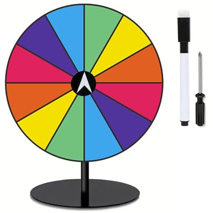 FANSHINUO Schweres Drehbares Preisrad-Spiel, wiederverwendbar, bunt, mit robuster Metallbasis, für Kinder, Erwachsene, Klassenzimmer-Aktivitäten