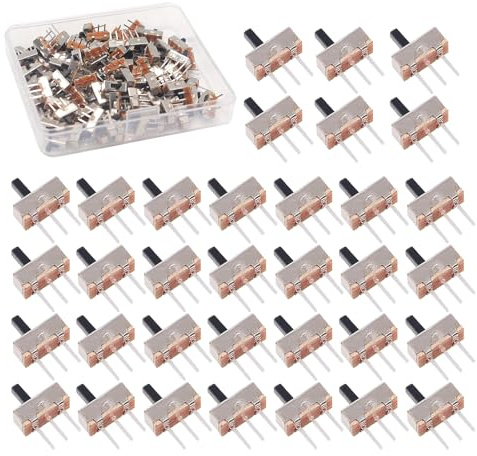 HUAZIZ 400 piezas Mini interruptores deslizantes Interruptores de lámina verticales 3 pines 2 posiciones 1P2T SPDT con panel PCB para Arduino 0.5A, 50V DC, 5 mm