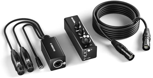 Phenyx Pro Amplificatore per monitor in-ear cablato a doppio canale, IEM portatile con 2 ingressi XLR, modalità stereo/mono, alimentazione a batterie DC/2 AAA, amplificatore per cuffie personale per