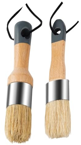 GIONAR 2-Pack Chalk Paint & Wax Brushes, Natural Bristle Round Oval Brushes for Furniture Painting, Frenchic, DIY Crafts & All Painting Waxing
