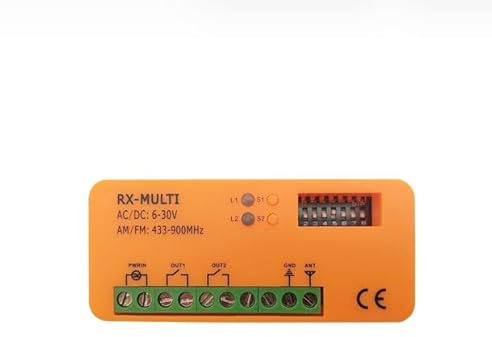 RX Multi WiFi Receptor Garaje WiFi Universal de 2 Canales Control por App 433-868MHz Receptor Universal para Puertas Automáticas Compatible con Mandos Rolling y Fixed Code Control por App y Voz.