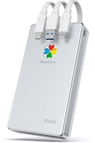 iDiskk Externe Festplatte für das iPhone, 500GBvon Apple zertifizierte Festplatte, automatische Sicherung von Fotos Videos und Dateien,tragbarer Fotospeicher für iPhone17/16/15,iPad,Android,Mac und PC
