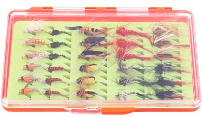 Jenivaint Flugfiske Flugor Sortiment 30st Fishing Bait Kit Konstgjorda Beten Set med Hållbar ABS/PP Box för öring Bas Lax Harr (81122C30 (30st))