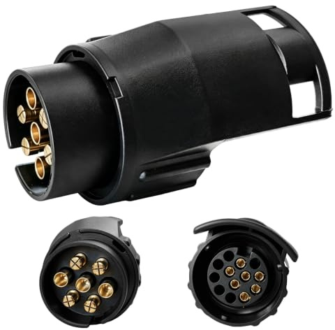 Auravale Adaptador de Enchufe Remolque 7 a 13 Pines Caravana Coche Camión | Enganche Remolque Para Coche 7 a 13 Pines Accesorios Caravana Conversor Conector Impermeable 12V Europeo Resistente al Agua