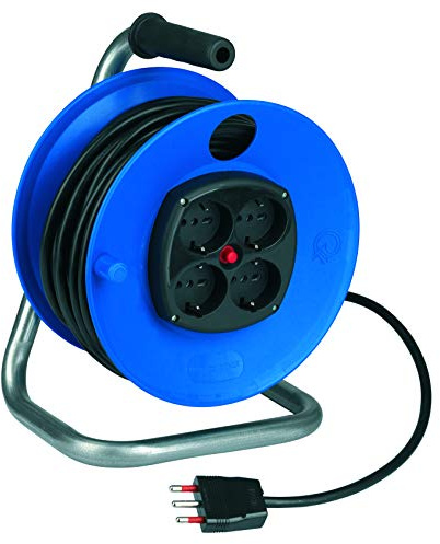 Vigor Blinky Cr14504Bn - Carrete De Cable Con 2 Tomas De Corriente Y 2 Schuko 10 / 16A, Cable De 3X1.5Mm, 50 M