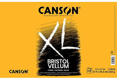 Canson XL Series Bristol Papierblock, strukturiert, 27,9 x 43,2 cm | Faltblock, 25 Blatt (260 g) Künstlerpapier für Erwachsene und Studenten, für Marker, Stift und Tinte