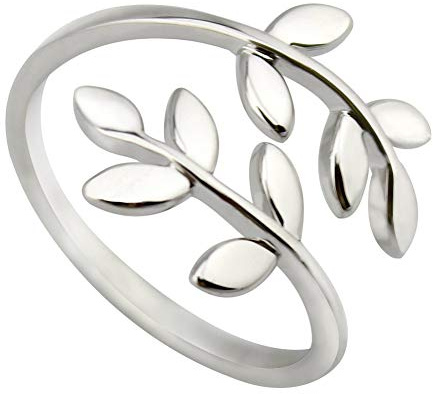 ELBLUVF Edelstahl 18 K versilbert Frau Blättern Laurel verstellbar AST Ringe 3 Farben