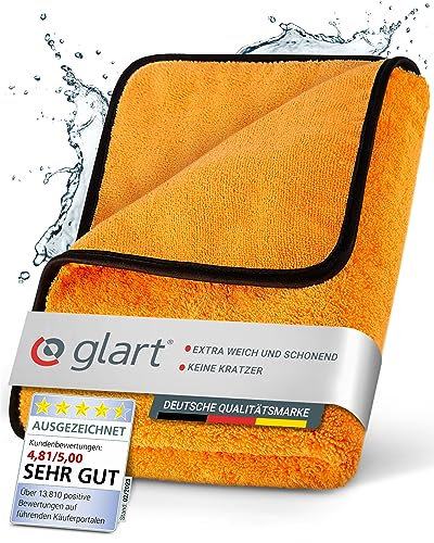 Glart 44WG Panno Microfibra XXL per la Cura dell'Auto, Assorbente, 90x60cm, Asciugatura Senza Graffi, Grande, Arancione
