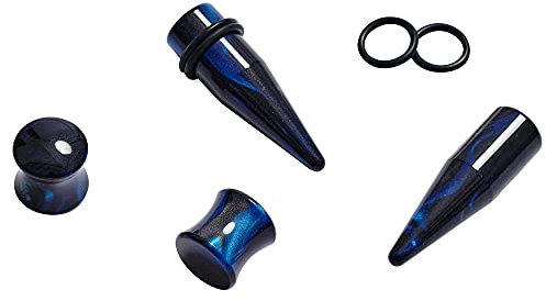 Huacan Ohr Dehnstäbe Tunnel Set - Acryl 6 Stück Scwarz Weiß Blau Unsiex Dehnstab Dehnset Dehnungsstäbe Taper Plug Ohr Piercing Stecker Expander Damen Herren 6mm-12mm