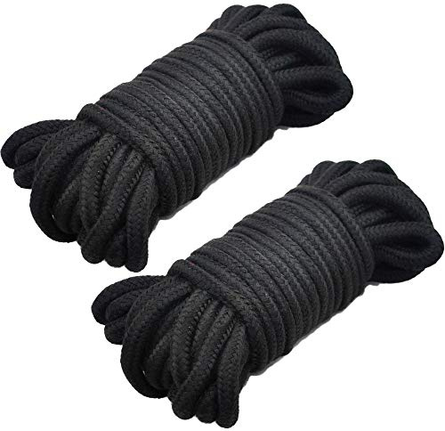 BONDAGERIE® Coppia di corde in cotone, di colore Nero, lunghezza 10 metri, due corde