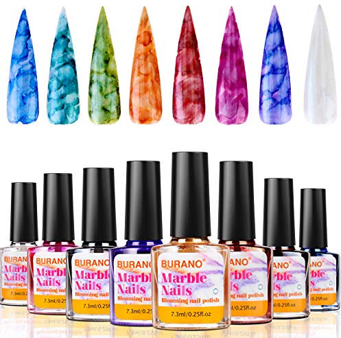BURANO Marmor Nagellack, Blooming Gel Nagellack, Glitzer Effekt, Nagel Marmor Tinte, Tönungs für Nägel 8