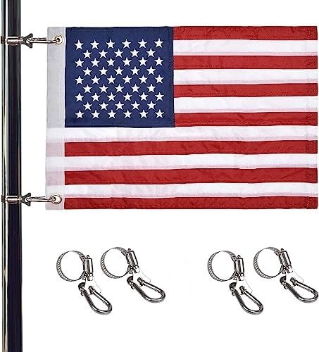 Memonotry Universal Navy Blue Boat Flag 12 x 18 with 4 Boat Flagpoles USA Flag with 50 Embroidered Stars American Boat Flag