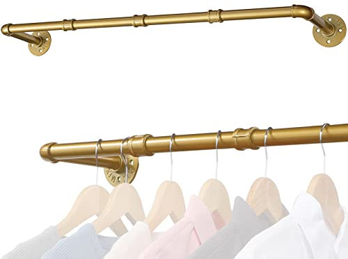 Kleiderstange Wandmontage Golden 76 cm, Klassische und Vintage Garderobenstange im Industrie-Design
