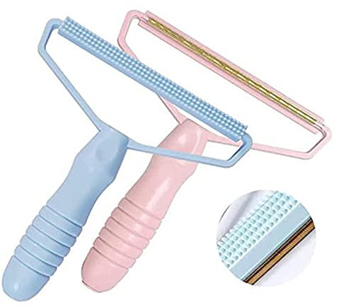 2Pcs Portable Lint Remover, Uproot Lint Cleaner Pro, Quick Epilator Lint Shaver, Portable Pet Hair Remover, Clothes Fuzz Shaver (Pink+Blue)