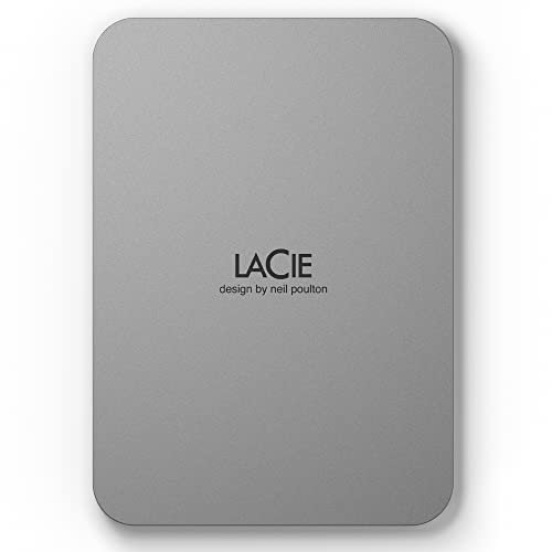 LaCie Mobile Drive Moon, 5TB, HDD portátil externa, PC Mac iPad & iPhone, Adobe All Apps Plan, Data Rescue Service (STLP5000400)