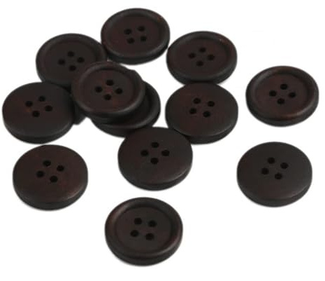 20 edle Holzknöpfe 20mm schwarz-braun dunkelbraun rund Vierlochknöpfe 4 Löcher 4-Loch Jackenknöpfe zum annähen aufnähen nähen Knopf Knöpfe aus Holz Bastelknöpfe