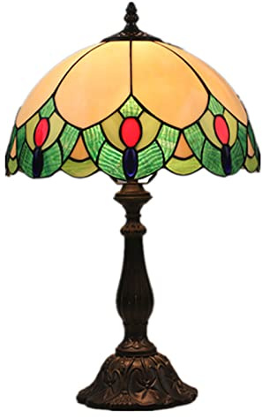 CAPXXIN ERTGDS Bedside Lamp Baroque Style Stained Glass Shade 12 Inch Tiffany Table Lamp for Bedroom Living Room Reading Bedside Lamp needed