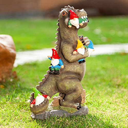 Malister 35.6 cm Dinosaurier-Zwerge Gartenstatuen für Herbst Winter Gartendekoration, Gartenzwerge Statuen Outdoor-Dekor, Hofdekorationen Outdoor, Einweihungsgarten Geschenke