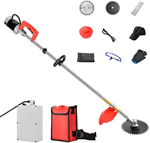 Desbrozadora Batería 2200W, Inalámbrico, Desbrozadora Electrica con de 3.0Ah 24V Batería, Desbrozadora Batería Litio, Cortacésped Multifunción con Mango Telescópico Apto para Recortar Césped