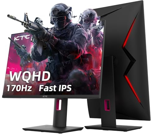 KTC Monitor de Juego 2K 165Hz de 68,6 cm - Pantalla GTG Fast IPS de 1 ms con FreeSync y G-Sync, HDR, Puertos HDMI/DP/USB, Inclinación, Giratorio y Giratorio, 131% sRGB y