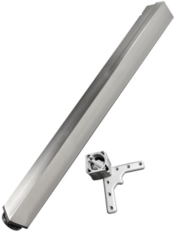 durante Tischbein eckig Edelstahl gebürstet 60x60 mm H 710 mm | höhenverstellbar plus 25 mm, inkl. Montagematerial, für Esstische Schreibtische, Möbelfüße, Metall