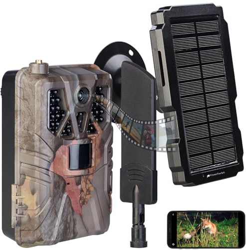 VisorTech Jagdkamera: 4G/LTE-Akku-Wildkamera mit 2K-Auflösung und Akku-Solarpanel, 5.000 mAh (4G-Solar-Wildkamera, Tablet)