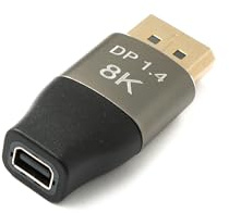 System-S Adaptateur DisplayPort Standard DP mâle vers Mini DP Femelle 8K 60Hz 4K 120Hz 48Gbps