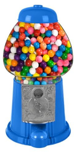 Mini Gumball Machine - Premium Vintage Candy Dispenser with Glass Globe, Metal Base, and Free Spin Coin Mechanism by Great Northern Popcorn (Blue)