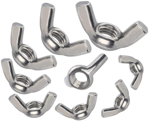 Flügelmuttern M6 10 Stück Edelstahl A2 V2A Schmetterlingsmutter Gewindemutter Schraubenmutter Wing Nut Mutter Flügelmutter DIN 315 nicht rostend zur universellen Nutzung ohne jegliches Werkzeug