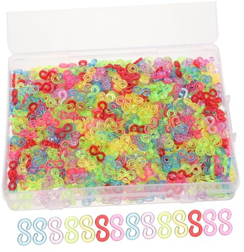 SEWACC 1000pcs Rubber Band Connectors for Bracelet Making Loom Accessory Plastic Clips for Diy Handcrafts and Loom Band Projects