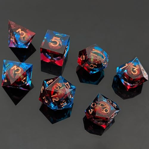 Drachenauge Polyedrische Harz Spielwürfel DND Würfel Set 7 Stück D&D Würfel | für Dungeons and Dragons RPG MTG Pathfinder Rollenspiel D4 D6 D8 D10 D% D12 D20