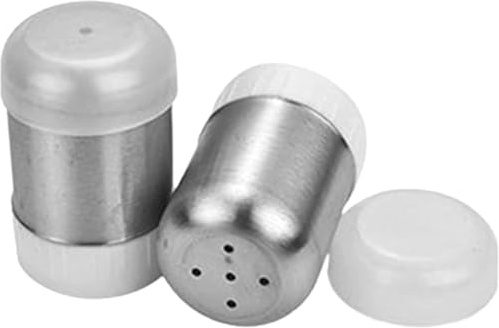 2Pcs Stainless Steel Sugar Shakers Spice Salt Pepper Organizer Container Dust-Proof Stainless Steel Salt Shakers, Salt Shakers